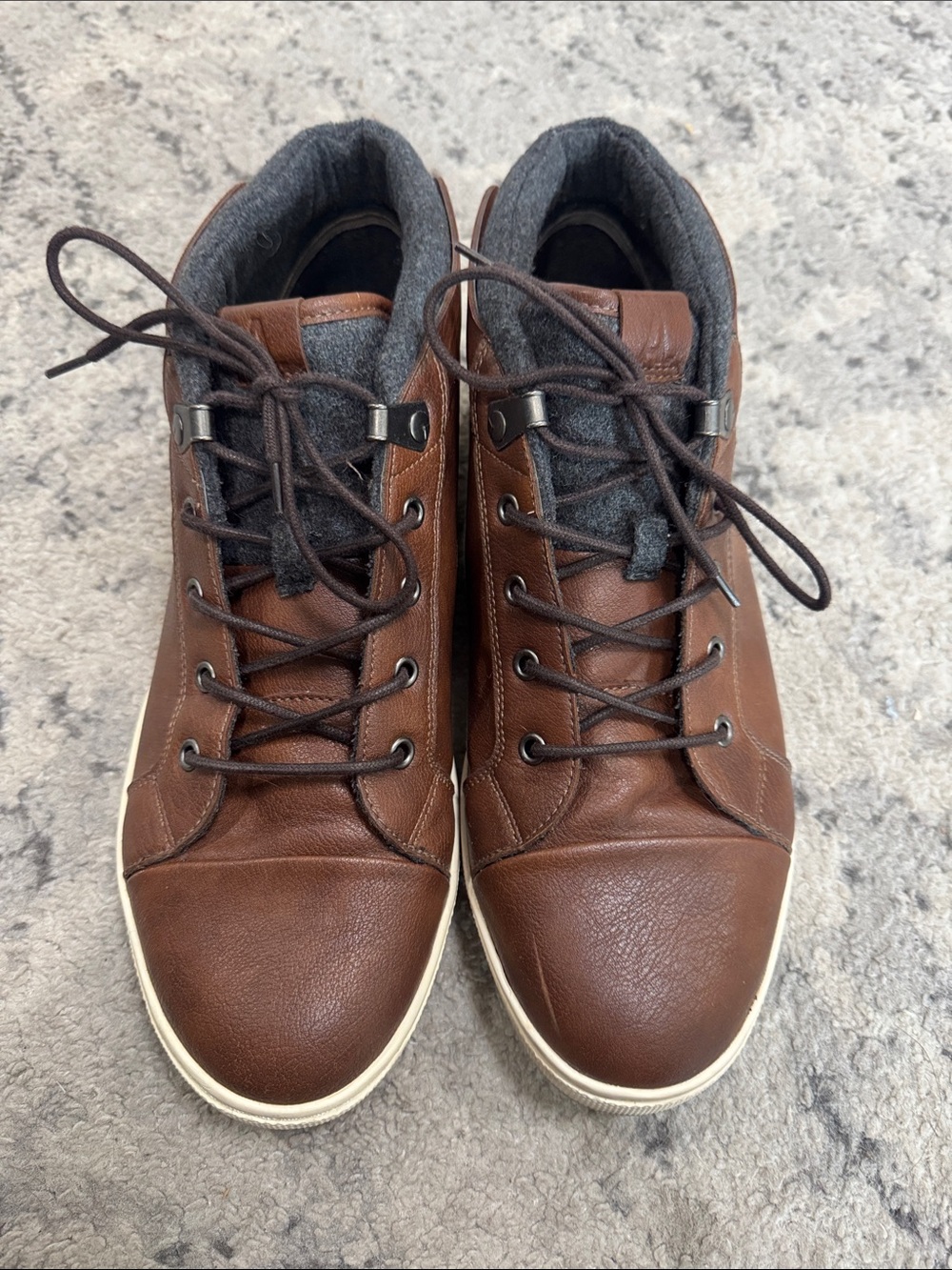 Aldo Brown Leather Chukka Boots with Gray Collar